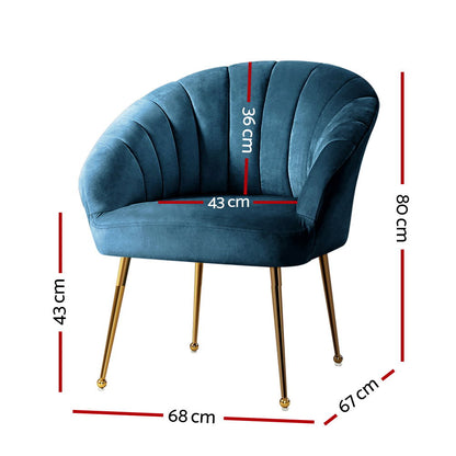 Artiss Armchair Velvet Blue Eloise UPHO-C-ARM-5107-NA