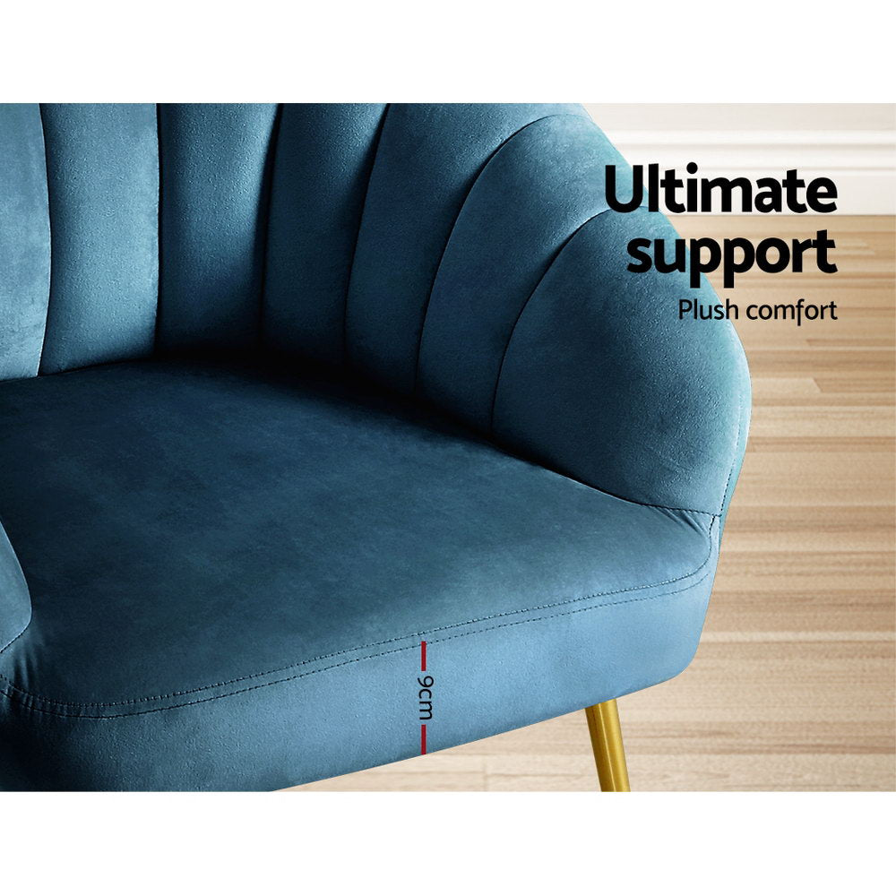 Artiss Armchair Velvet Blue Eloise UPHO-C-ARM-5107-NA