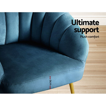 Artiss Armchair Velvet Blue Eloise UPHO-C-ARM-5107-NA