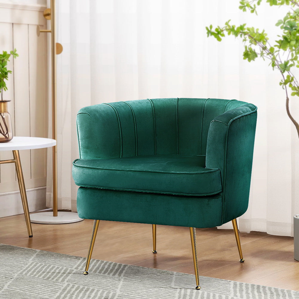 Artiss Armchair Velvet Green Norvia UPHO-C-ARM-5108-GR