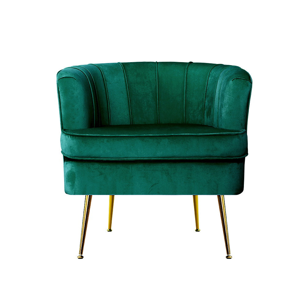 Artiss Armchair Velvet Green Norvia UPHO-C-ARM-5108-GR