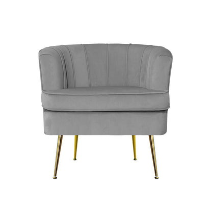 Artiss Armchair Lounge Accent Chair Armchairs Sofa Chairs Velvet Grey Couch UPHO-C-ARM-5108-GY