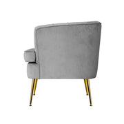 Artiss Armchair Lounge Accent Chair Armchairs Sofa Chairs Velvet Grey Couch UPHO-C-ARM-5108-GY