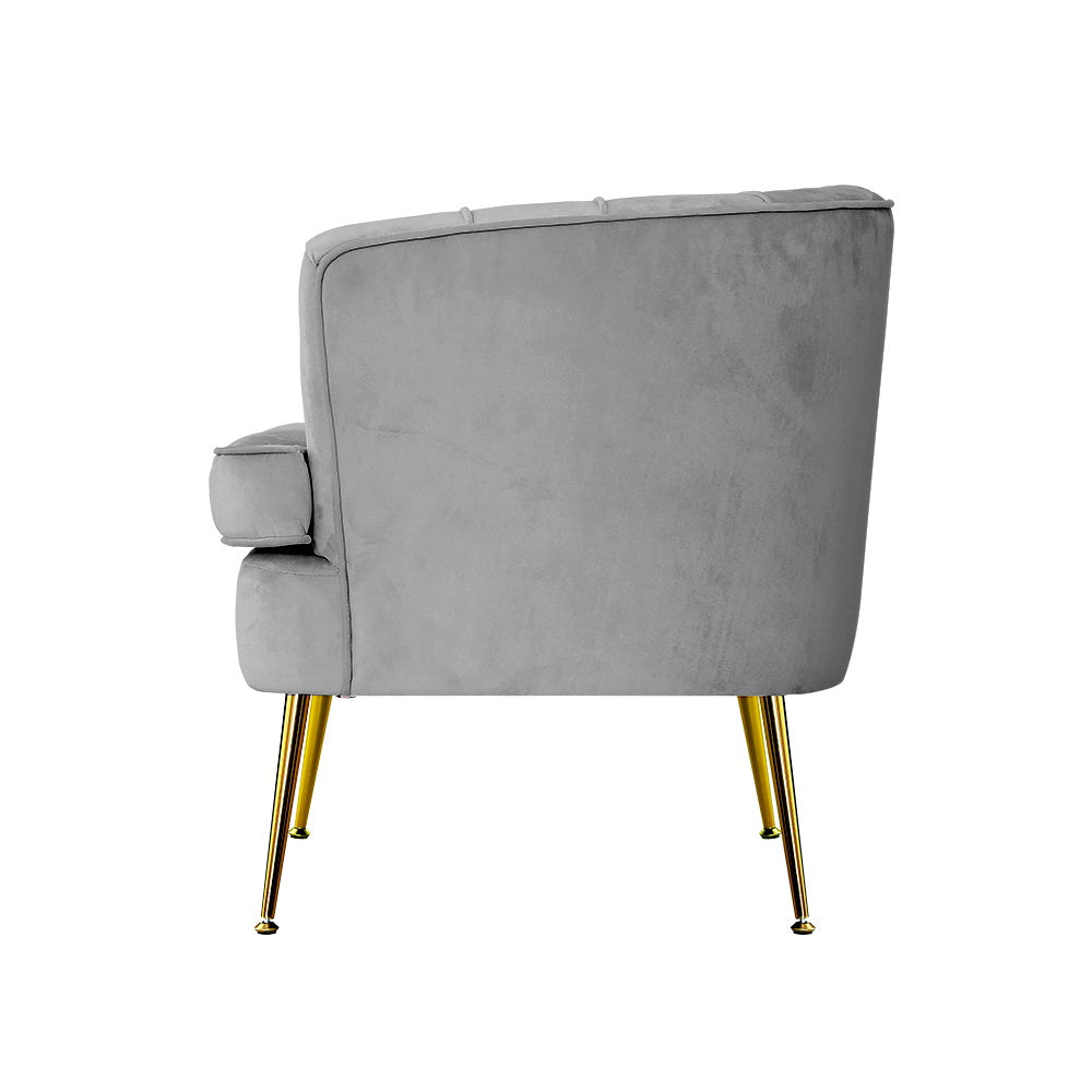 Artiss Armchair Lounge Accent Chair Armchairs Sofa Chairs Velvet Grey Couch UPHO-C-ARM-5108-GY