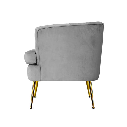 Artiss Armchair Lounge Accent Chair Armchairs Sofa Chairs Velvet Grey Couch UPHO-C-ARM-5108-GY