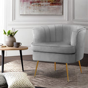 Artiss Armchair Lounge Accent Chair Armchairs Sofa Chairs Velvet Grey Couch UPHO-C-ARM-5108-GY