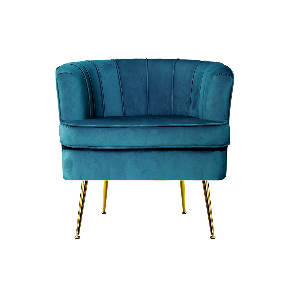 Artiss Armchair Velvet Blue Norvia UPHO-C-ARM-5108-NA