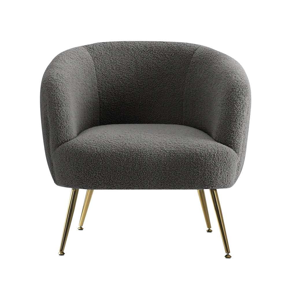 Artiss Armchair Lounge Chair Accent Chairs Arm Armchairs Sherpa Boucle Charcoal UPHO-C-ARM-6020-CH