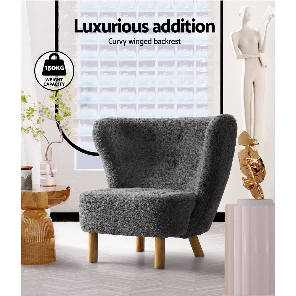 Artiss Armchair Lounge Accent Chair Armchairs Couch Chairs Sofa Bedroom Charcoal UPHO-C-ARM-6021-CH