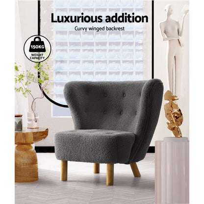 Artiss Armchair Lounge Accent Chair Armchairs Couch Chairs Sofa Bedroom Charcoal UPHO-C-ARM-6021-CH