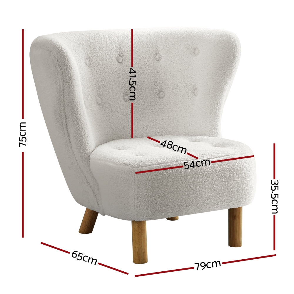 Artiss Armchair Lounge Accent Chair Armchairs Couch Chairs Sofa Bedroom White UPHO-C-ARM-6021-WH