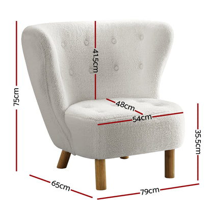Artiss Armchair Lounge Accent Chair Armchairs Couch Chairs Sofa Bedroom White UPHO-C-ARM-6021-WH