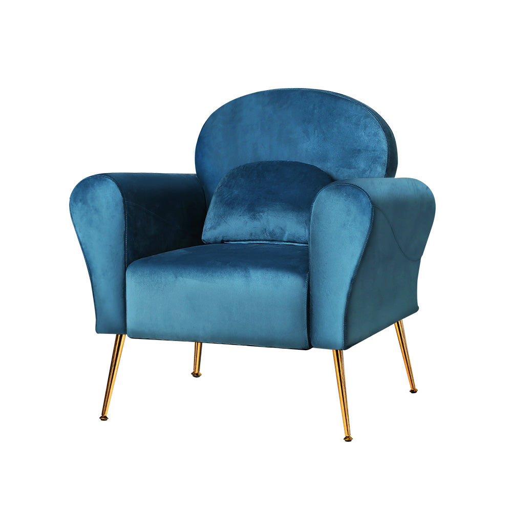 Artiss Armchair Lounge Chair Accent Chairs Armchairs Sofa Navy Velvet Cushion UPHO-C-ARM-8026-NA
