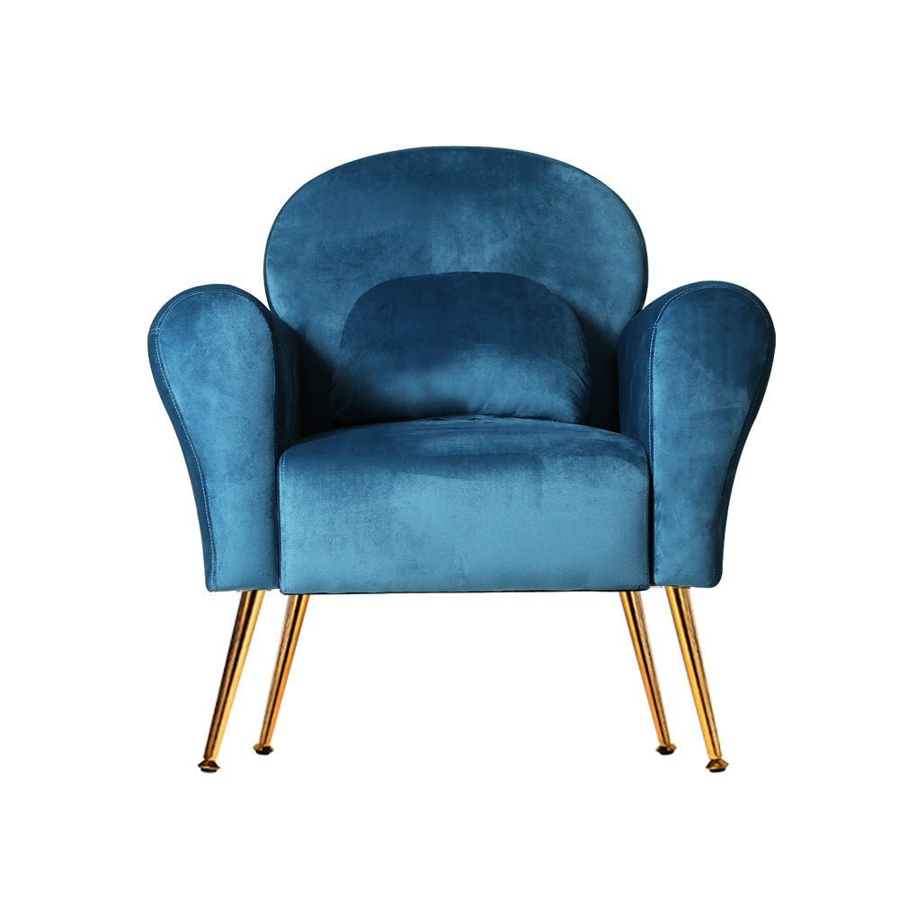 Artiss Armchair Lounge Chair Accent Chairs Armchairs Sofa Navy Velvet Cushion UPHO-C-ARM-8026-NA