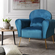 Artiss Armchair Lounge Chair Accent Chairs Armchairs Sofa Navy Velvet Cushion UPHO-C-ARM-8026-NA