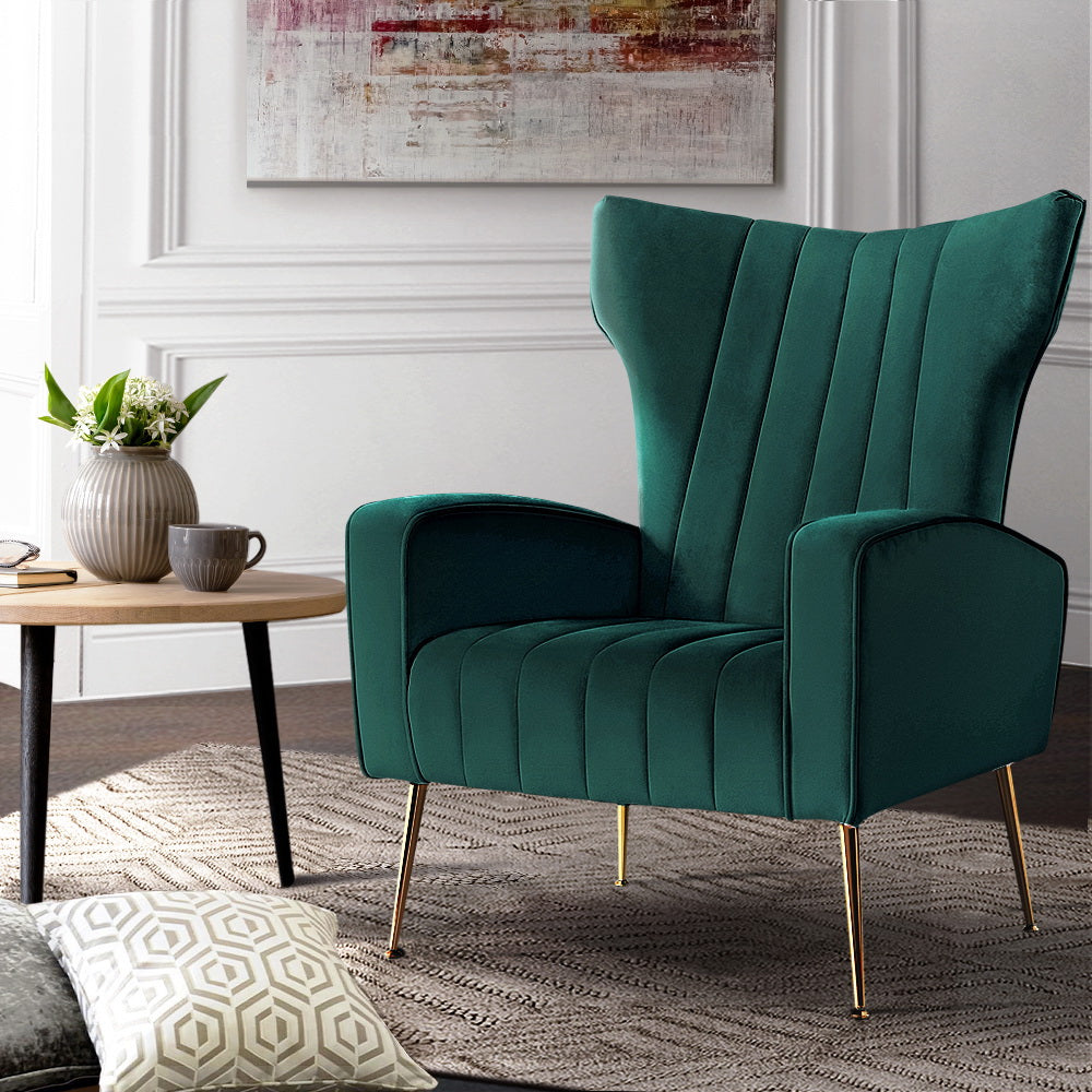Artiss Armchair Green Velvet Kate UPHO-C-ARM-8035-GR