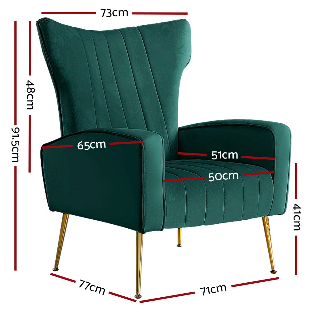 Artiss Armchair Green Velvet Kate UPHO-C-ARM-8035-GR