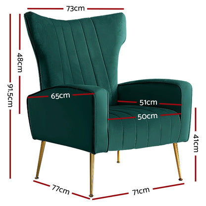 Artiss Armchair Green Velvet Kate UPHO-C-ARM-8035-GR