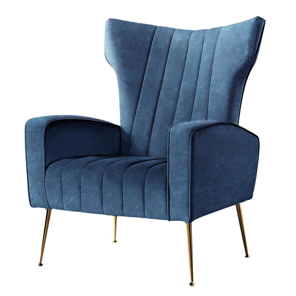 Artiss Armchair Navy Velvet Kate UPHO-C-ARM-8035-NA