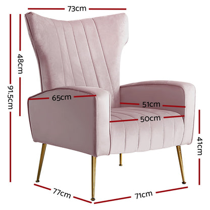Artiss Armchair Pink Velvet Kate UPHO-C-ARM-8035-PK