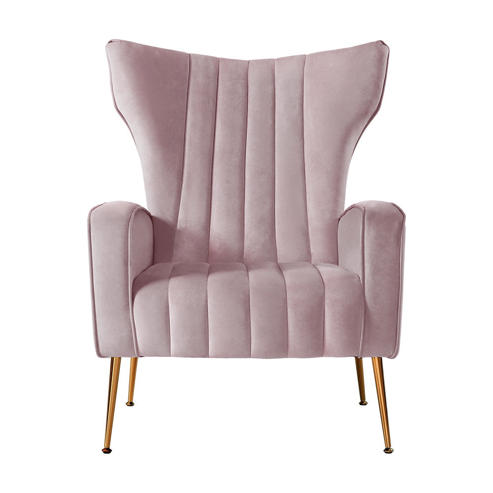 Artiss Armchair Pink Velvet Kate UPHO-C-ARM-8035-PK