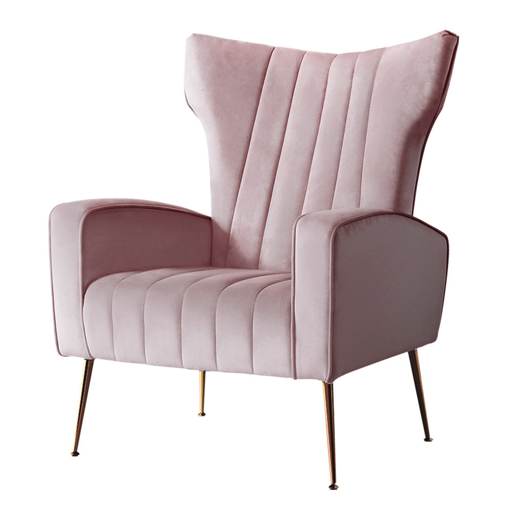 Artiss Armchair Pink Velvet Kate UPHO-C-ARM-8035-PK