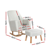 Artiss Rocking Chair Armchair Linen Fabric Beige Jonah UPHO-C-ARM-FS-01-BG-AB