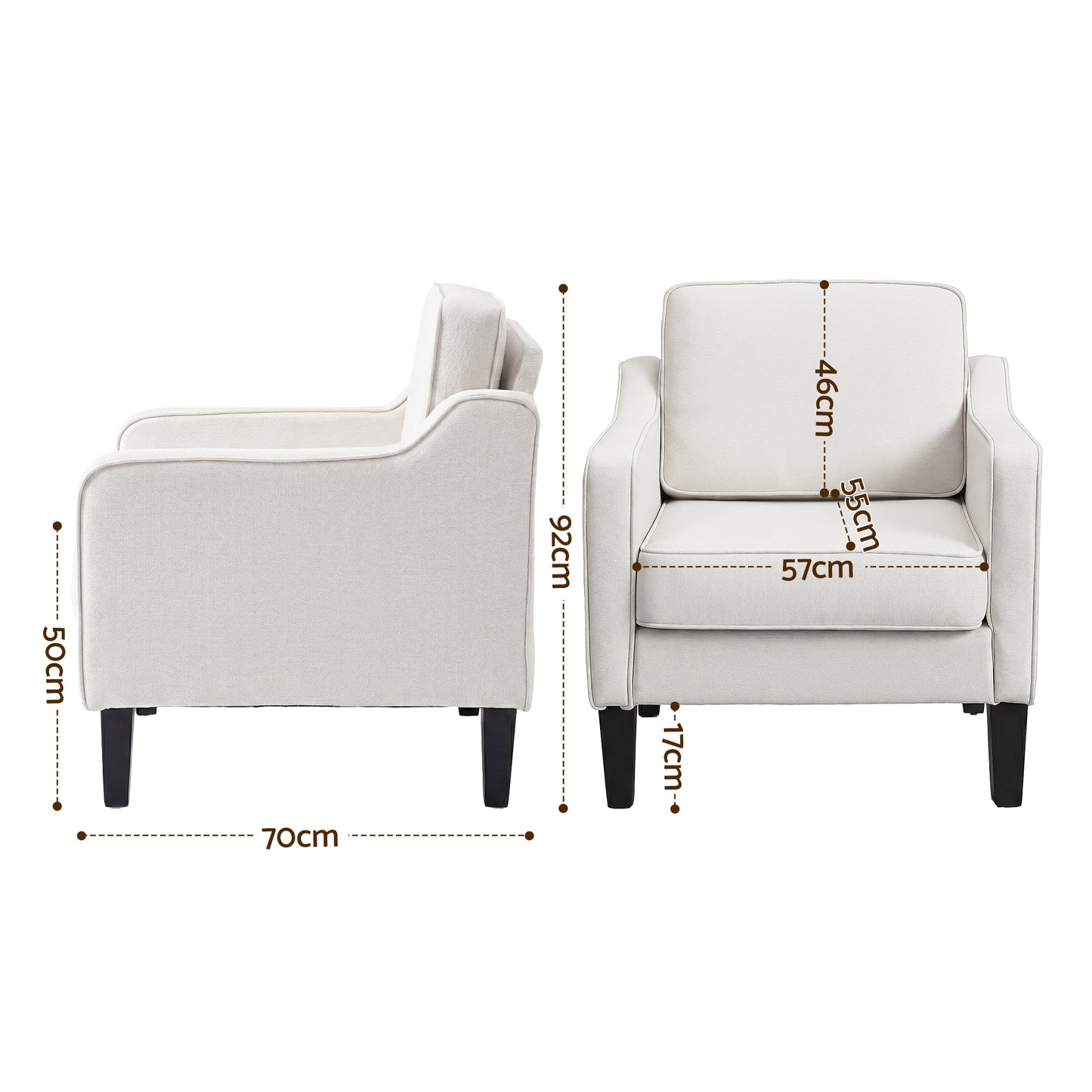 Artiss Armchair Lounge Accent Chair Linen Fabric Beige UPHO-C-ARM-LIN-BG