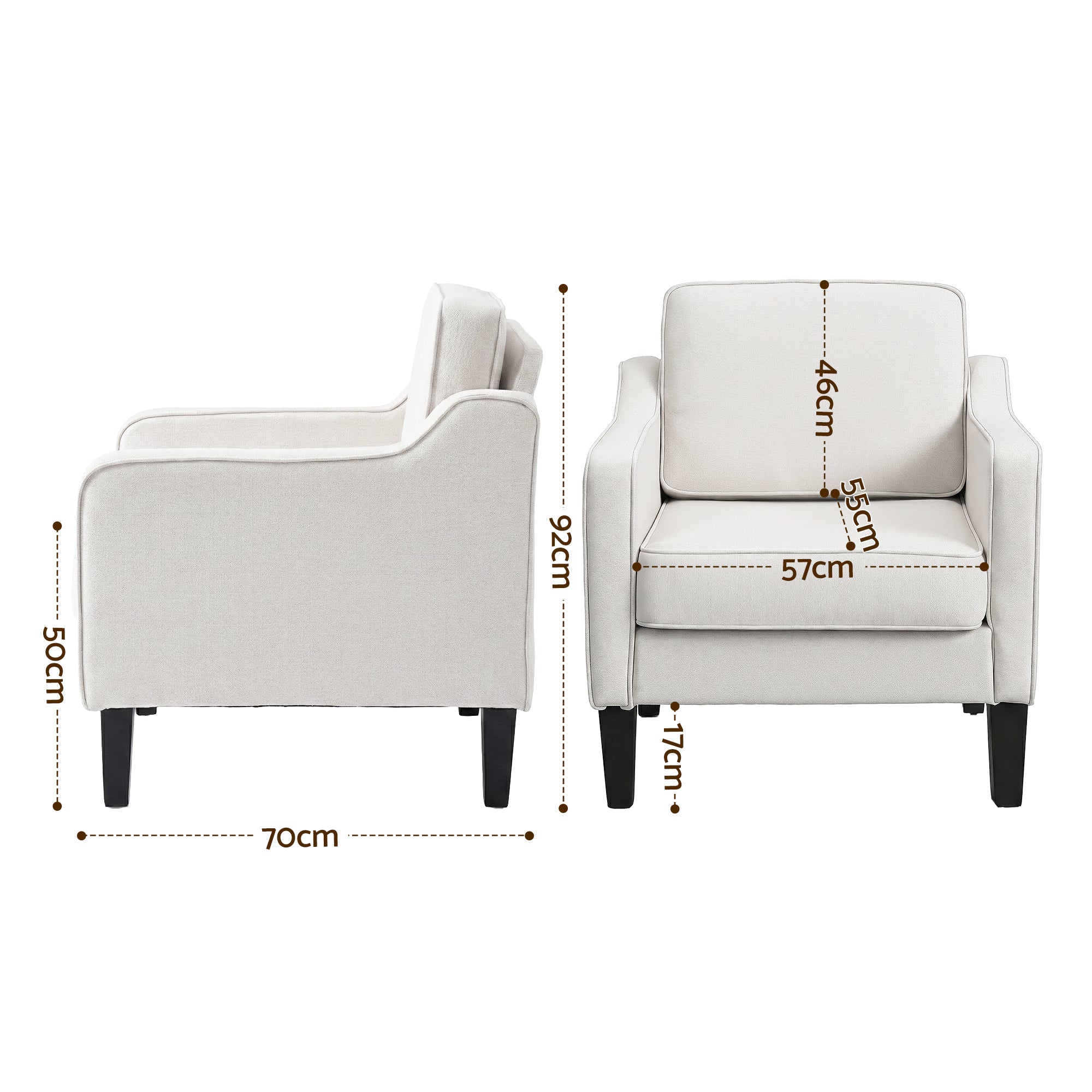 Artiss Armchair Lounge Accent Chair Linen Fabric Beige UPHO-C-ARM-LIN-BG
