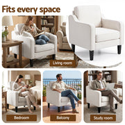 Artiss Armchair Lounge Accent Chair Linen Fabric Beige UPHO-C-ARM-LIN-BG