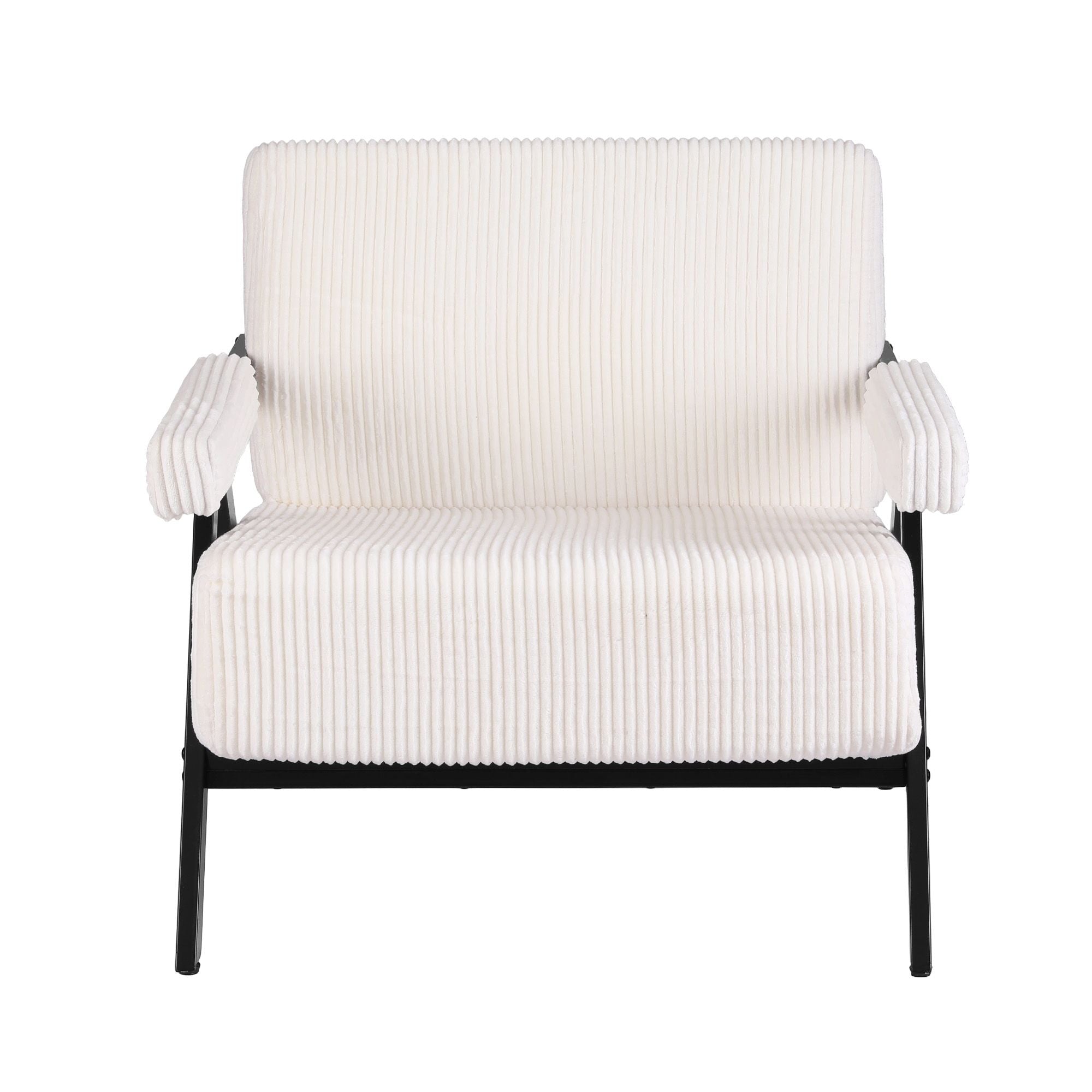 Artiss Compressed Armchair White Corduroy Accent Chair for Small Space