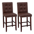Artiss 2x Bar Stools Kitchen Dining Chairs Counter PU Leather Wooden Ada Brown UPHO-C-BAR-2501-BRX2