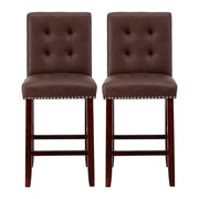 Artiss 2x Bar Stools Kitchen Dining Chairs Counter PU Leather Wooden Ada Brown UPHO-C-BAR-2501-BRX2
