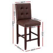 Artiss 4x Bar Stools Kitchen Dining Chairs Counter PU Leather Wooden Ada Brown UPHO-C-BAR-2501-BRX4