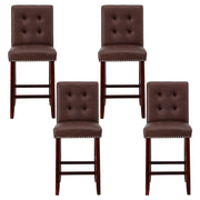 Artiss 4x Bar Stools Kitchen Dining Chairs Counter PU Leather Wooden Ada Brown UPHO-C-BAR-2501-BRX4