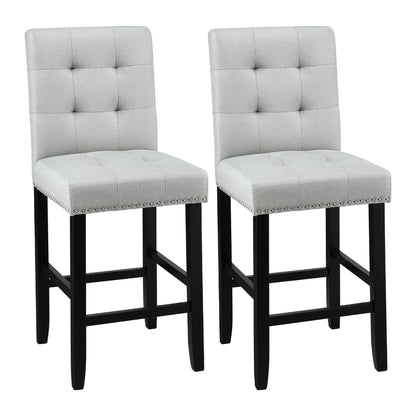 Artiss 2x Bar Stools Kitchen Dining Chairs Counter Fabric Stool Wooden Ada Grey UPHO-C-BAR-2501-GYX2