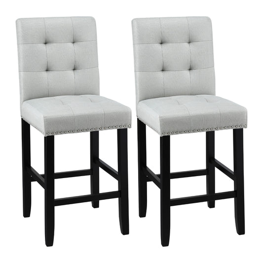 Artiss 2x Bar Stools Kitchen Dining Chairs Counter Fabric Stool Wooden Ada Grey UPHO-C-BAR-2501-GYX2