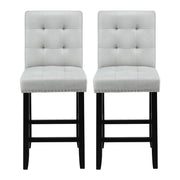 Artiss 2x Bar Stools Kitchen Dining Chairs Counter Fabric Stool Wooden Ada Grey UPHO-C-BAR-2501-GYX2