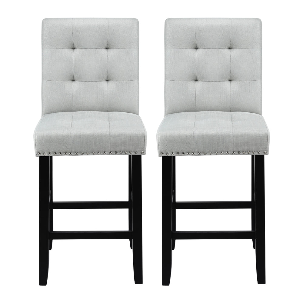 Artiss 2x Bar Stools Kitchen Dining Chairs Counter Fabric Stool Wooden Ada Grey UPHO-C-BAR-2501-GYX2