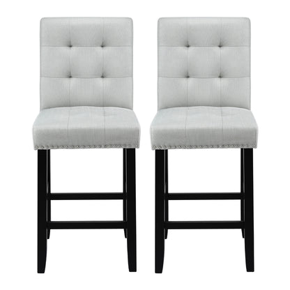 Artiss 2x Bar Stools Kitchen Dining Chairs Counter Fabric Stool Wooden Ada Grey UPHO-C-BAR-2501-GYX2