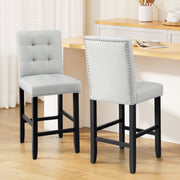 Artiss 2x Bar Stools Kitchen Dining Chairs Counter Fabric Stool Wooden Ada Grey UPHO-C-BAR-2501-GYX2