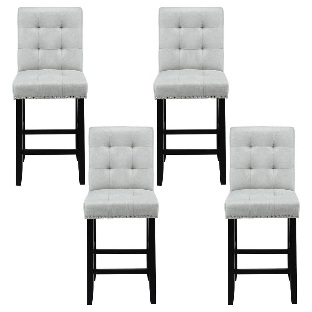 Artiss 4x Bar Stools Kitchen Dining Chairs Counter Fabric Stool Wooden Ada Grey UPHO-C-BAR-2501-GYX4