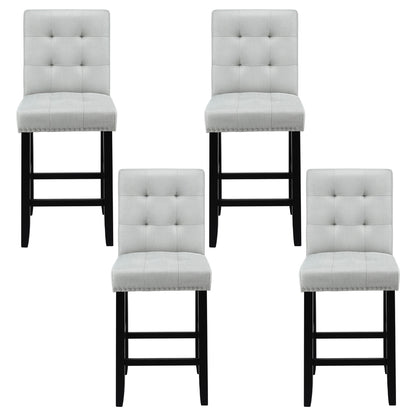 Artiss 4x Bar Stools Kitchen Dining Chairs Counter Fabric Stool Wooden Ada Grey UPHO-C-BAR-2501-GYX4