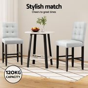Artiss 4x Bar Stools Kitchen Dining Chairs Counter Fabric Stool Wooden Ada Grey UPHO-C-BAR-2501-GYX4