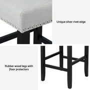 Artiss 4x Bar Stools Kitchen Dining Chairs Counter Fabric Stool Wooden Ada Grey UPHO-C-BAR-2501-GYX4