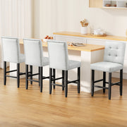 Artiss 4x Bar Stools Kitchen Dining Chairs Counter Fabric Stool Wooden Ada Grey UPHO-C-BAR-2501-GYX4