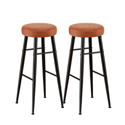 Artiss 2x Bar Stools Kitchen Dining Chairs Counter Round PU Leather Lane Brown UPHO-C-BAR-2502-BRX2