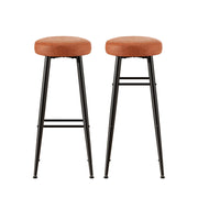 Artiss 2x Bar Stools Kitchen Dining Chairs Counter Round PU Leather Lane Brown UPHO-C-BAR-2502-BRX2