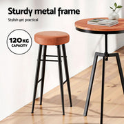 Artiss 2x Bar Stools Kitchen Dining Chairs Counter Round PU Leather Lane Brown UPHO-C-BAR-2502-BRX2