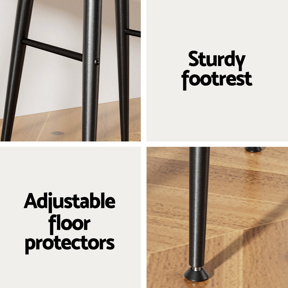 Artiss 2x Bar Stools Kitchen Dining Chairs Counter Round PU Leather Lane Brown UPHO-C-BAR-2502-BRX2